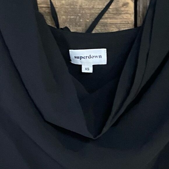 Superdown nicola sheer maxi dress black halter tie high slit Revolve XS - Picture 8 of 8